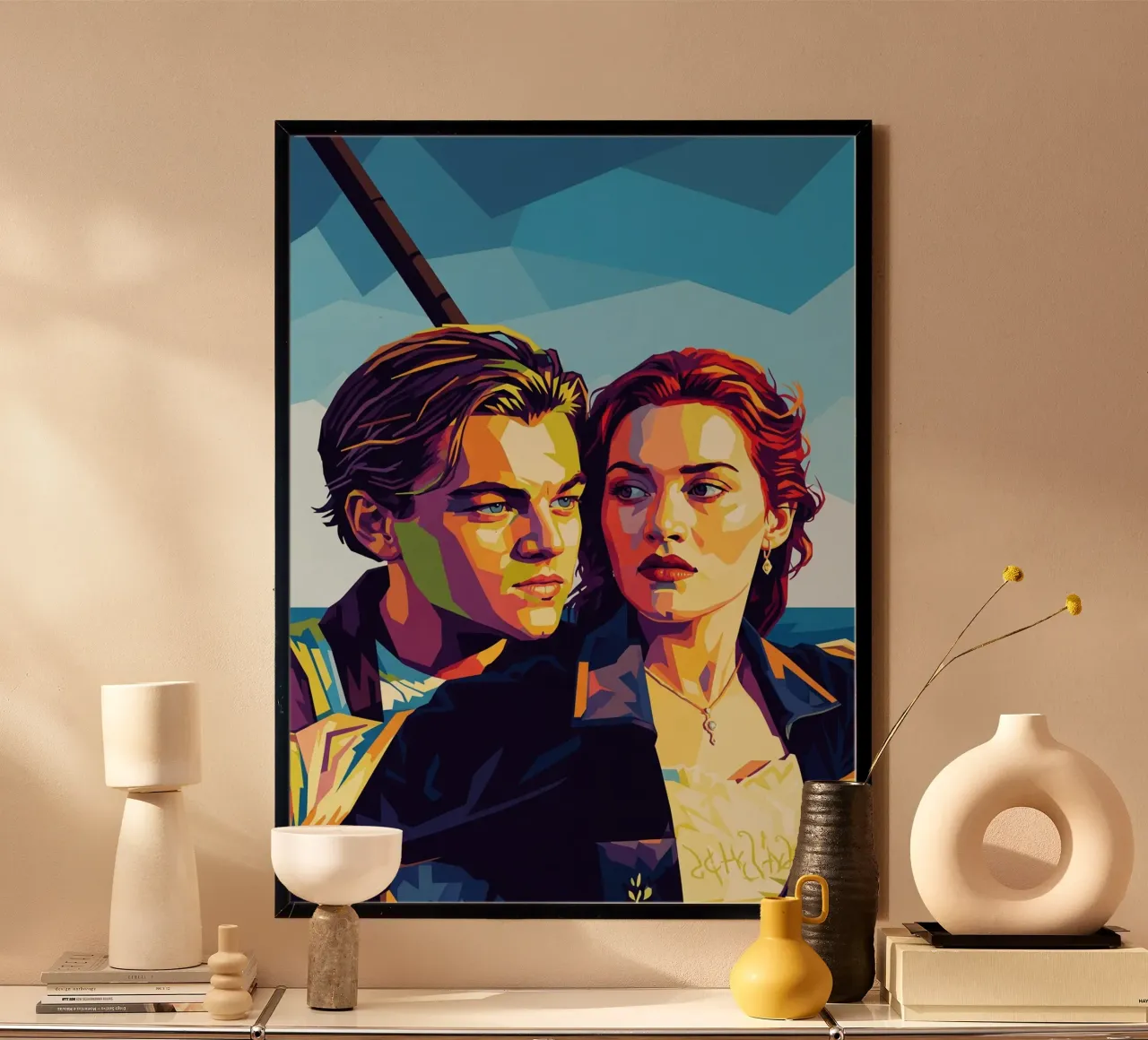 Titanic - Leonardo Dicaprio and Kate Winslet pop art portrai poster by Hantamrata
