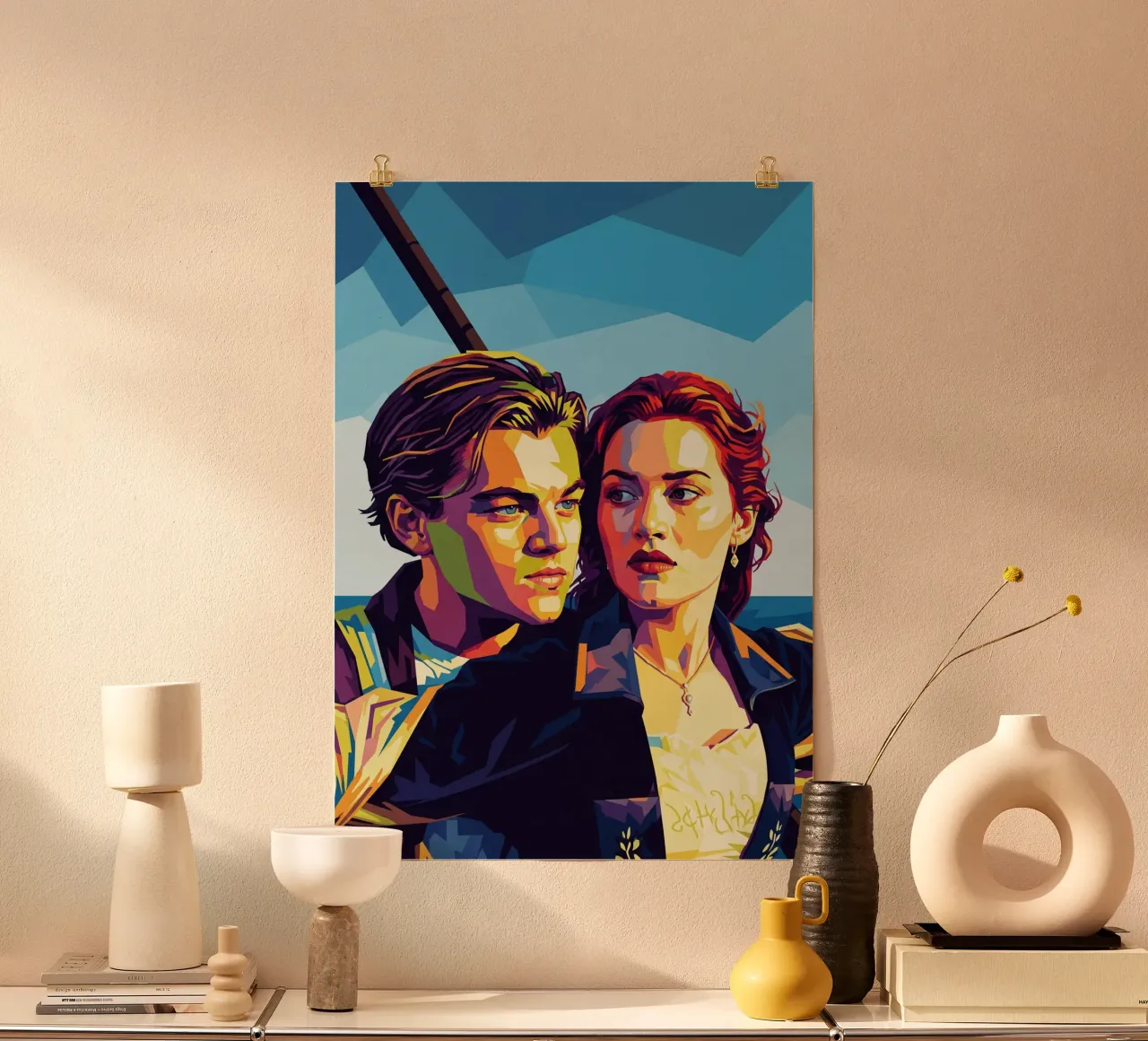 Titanic - Leonardo Dicaprio and Kate Winslet pop art portrai poster by Hantamrata