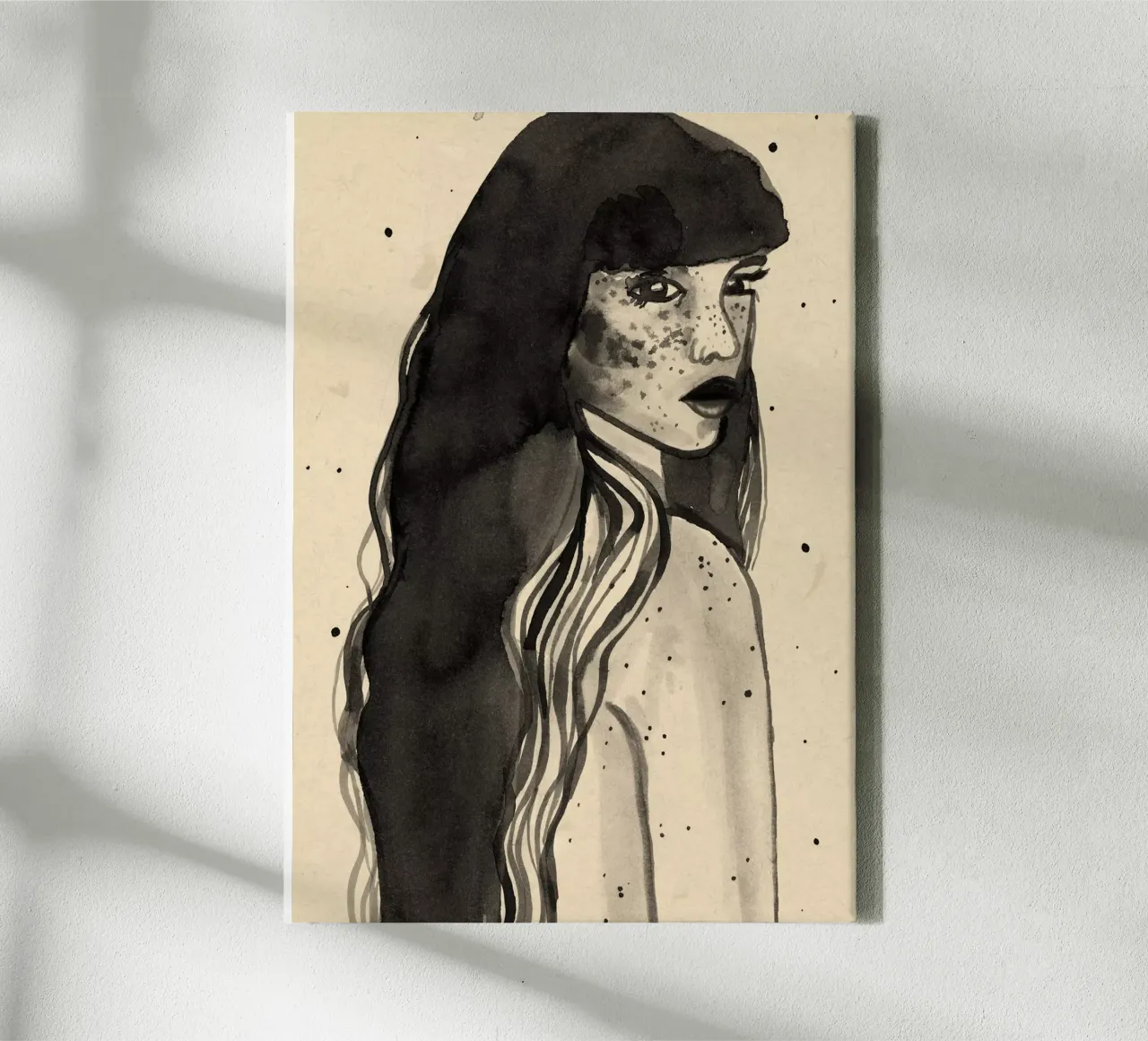 Dame met lang haar canvas met Baklijst van Raissa Oltmanns