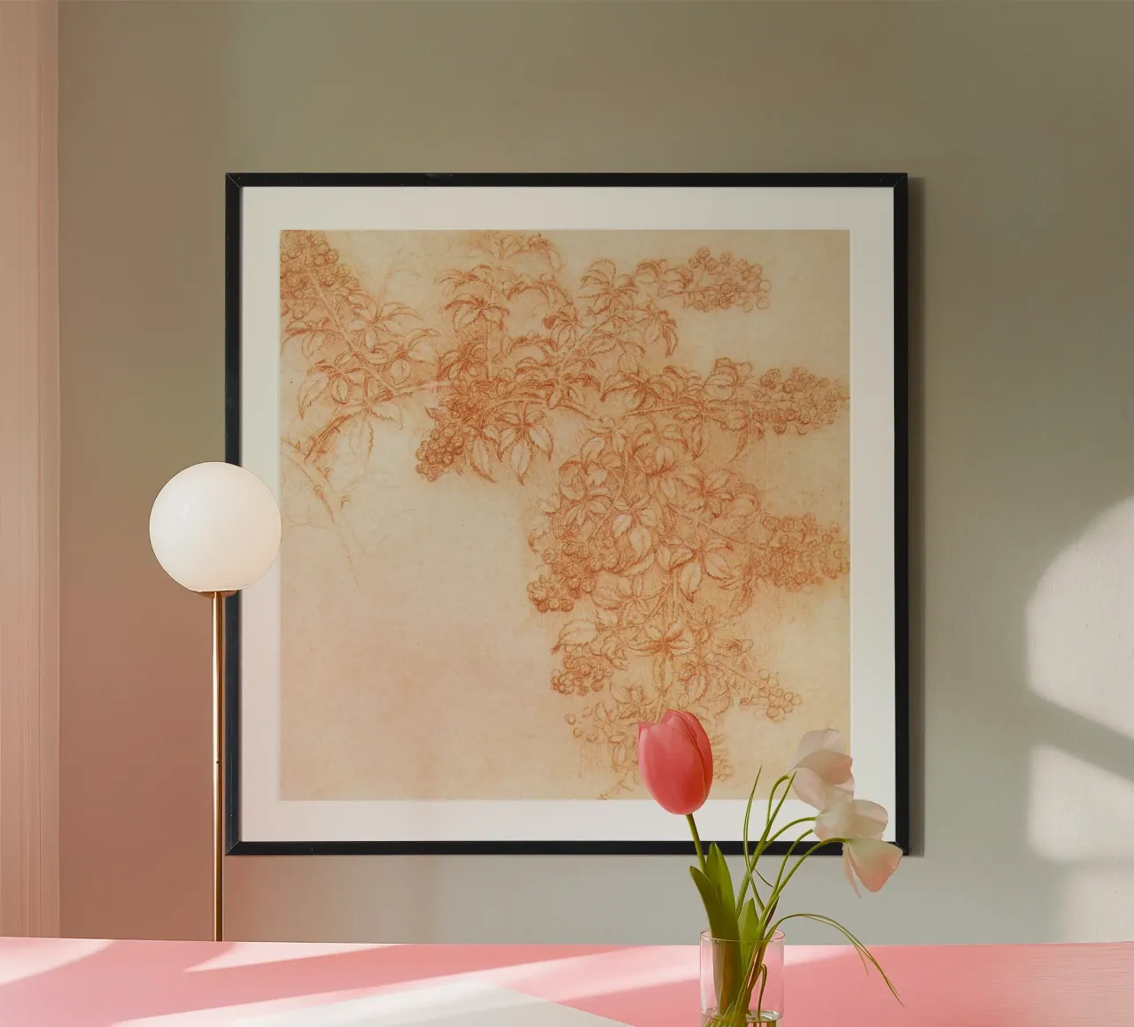 Disegni di piante di Leonardo da Vinci poster con telaio in alluminio da James McIntosh