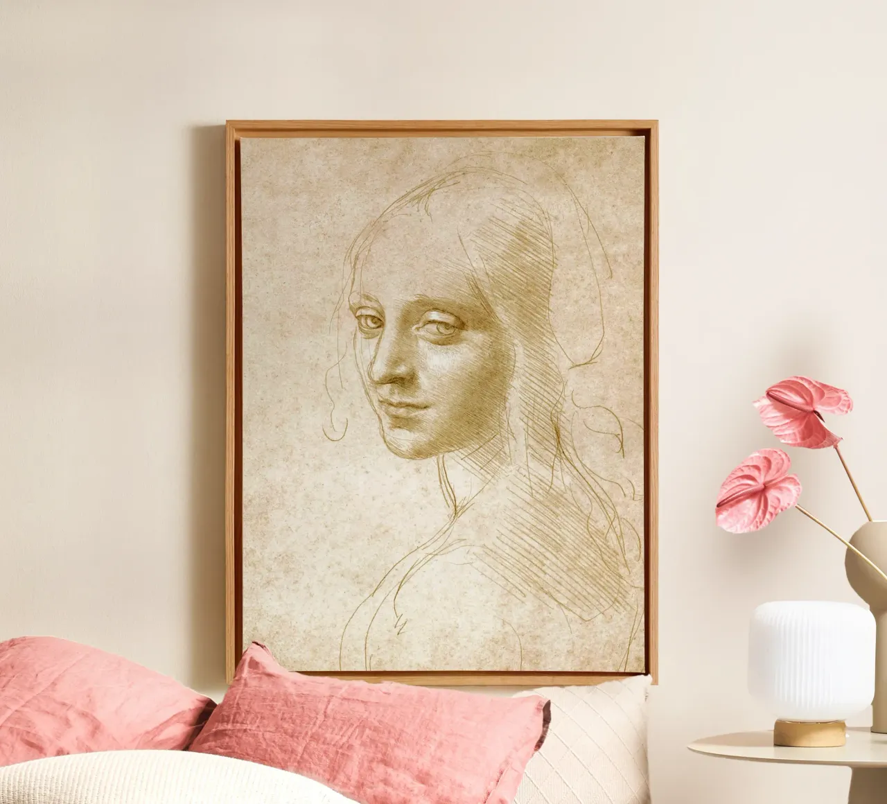 Testa di donna di Leonardo da Vinci l tela con Cornice a cassetta da James McIntosh