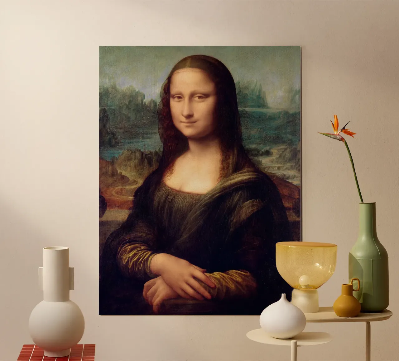 Mona Lisa by Leonardo da Vinci poster con telaio in alluminio da James McIntosh