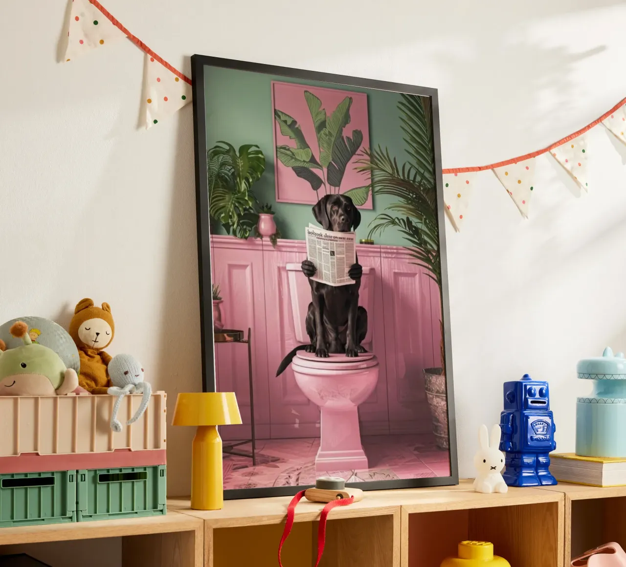 dog on toilet poster da chaodays