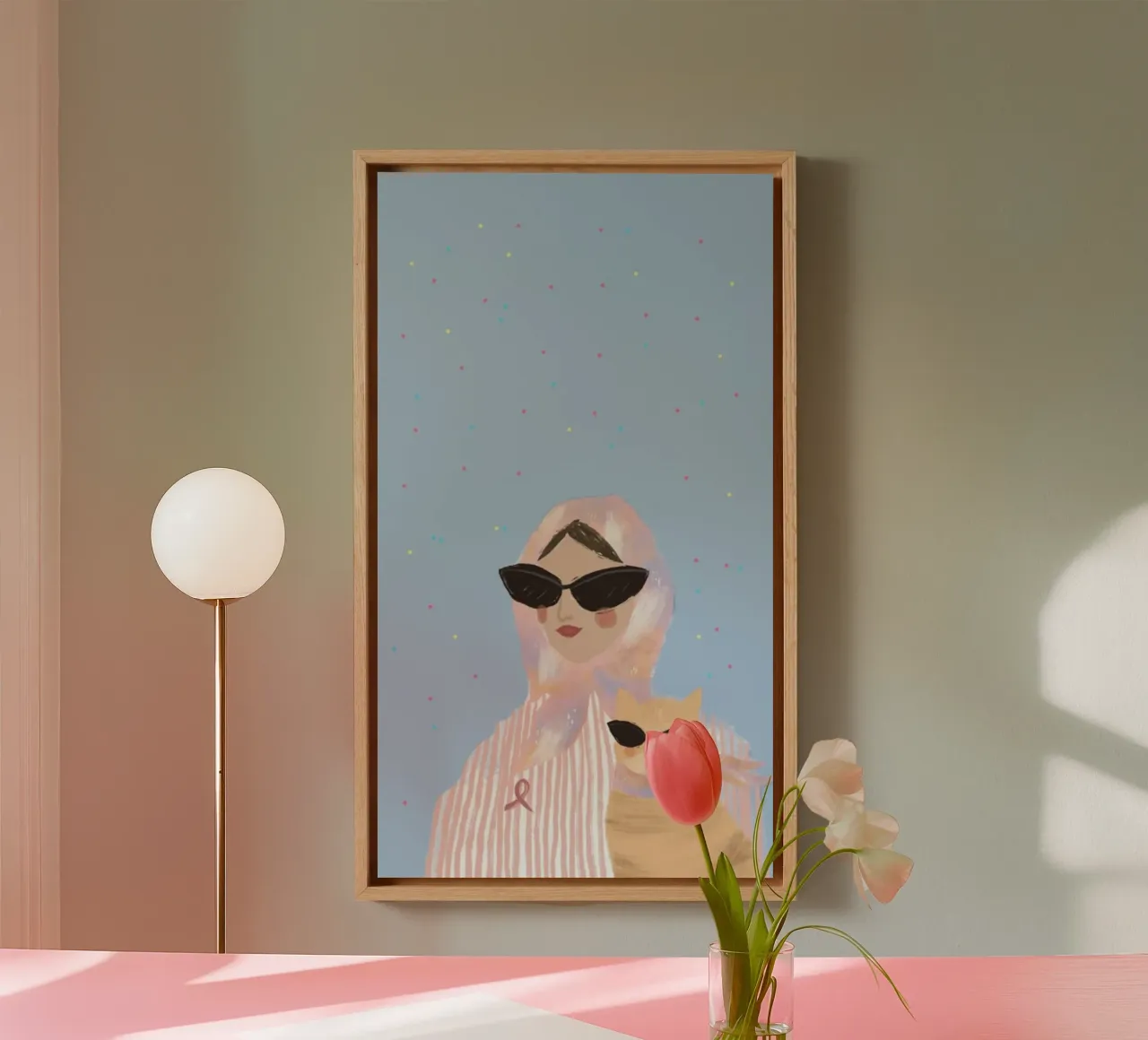 aunt and pet tela con Cornice a cassetta da throme