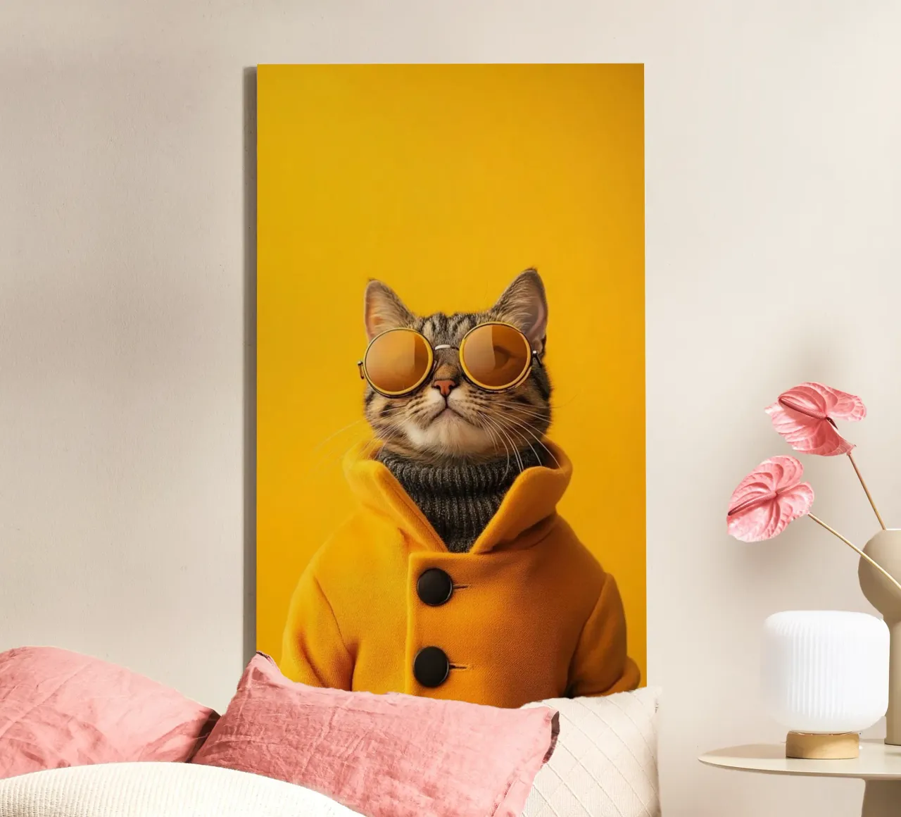cat in yellow suit tela con Cornice a cassetta da chaodays