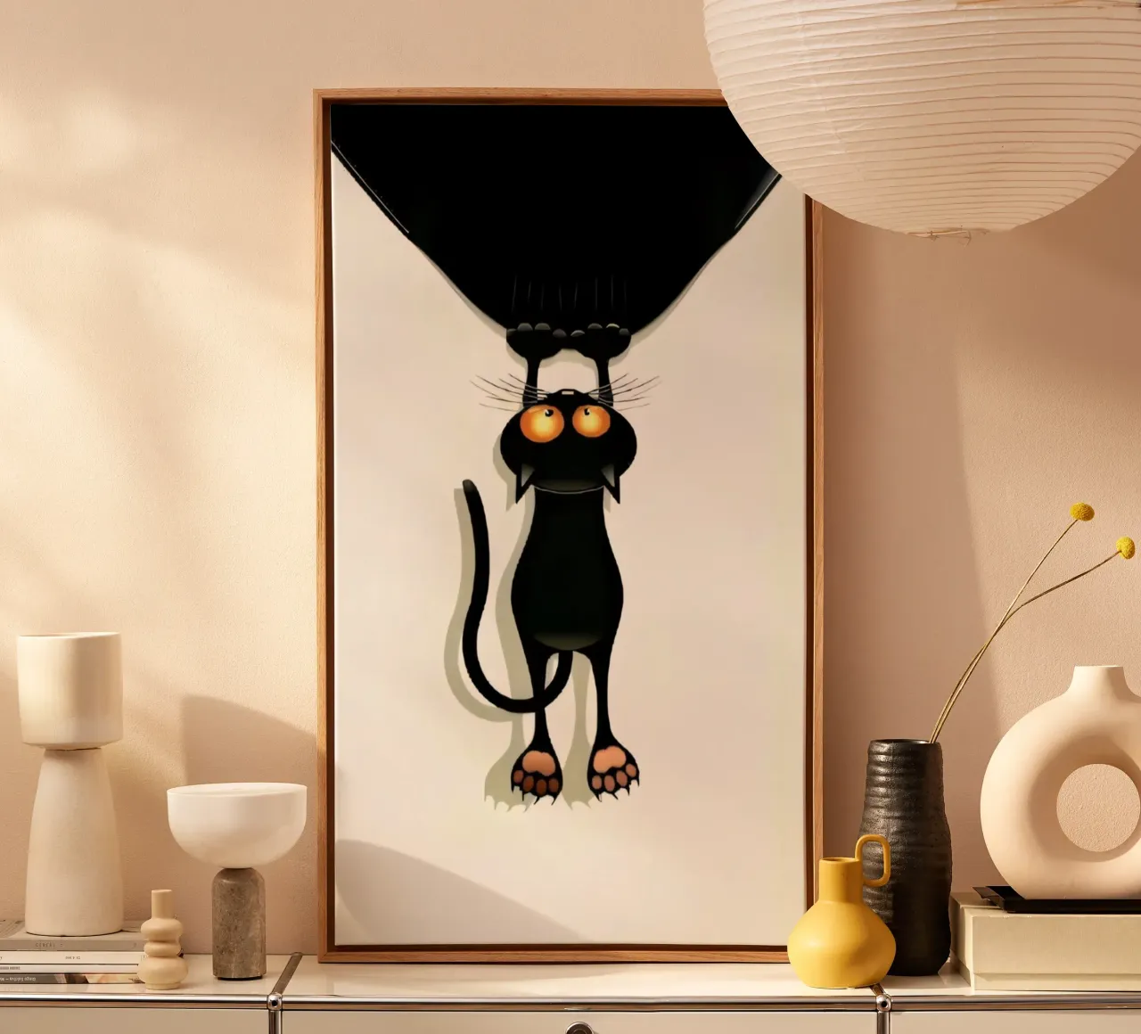 cat hold the black tela con Cornice a cassetta da throme