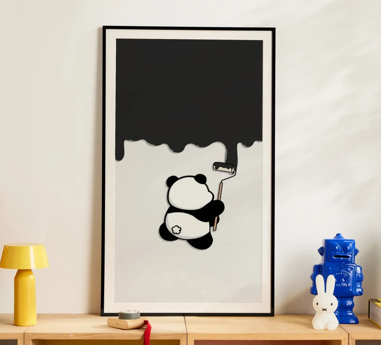 panda painting black poster da throme