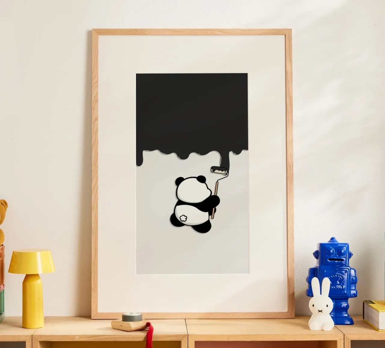 panda painting black poster da throme