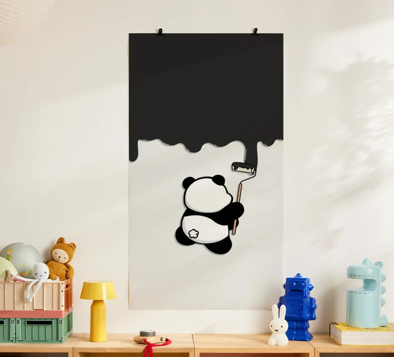 panda painting black poster da throme