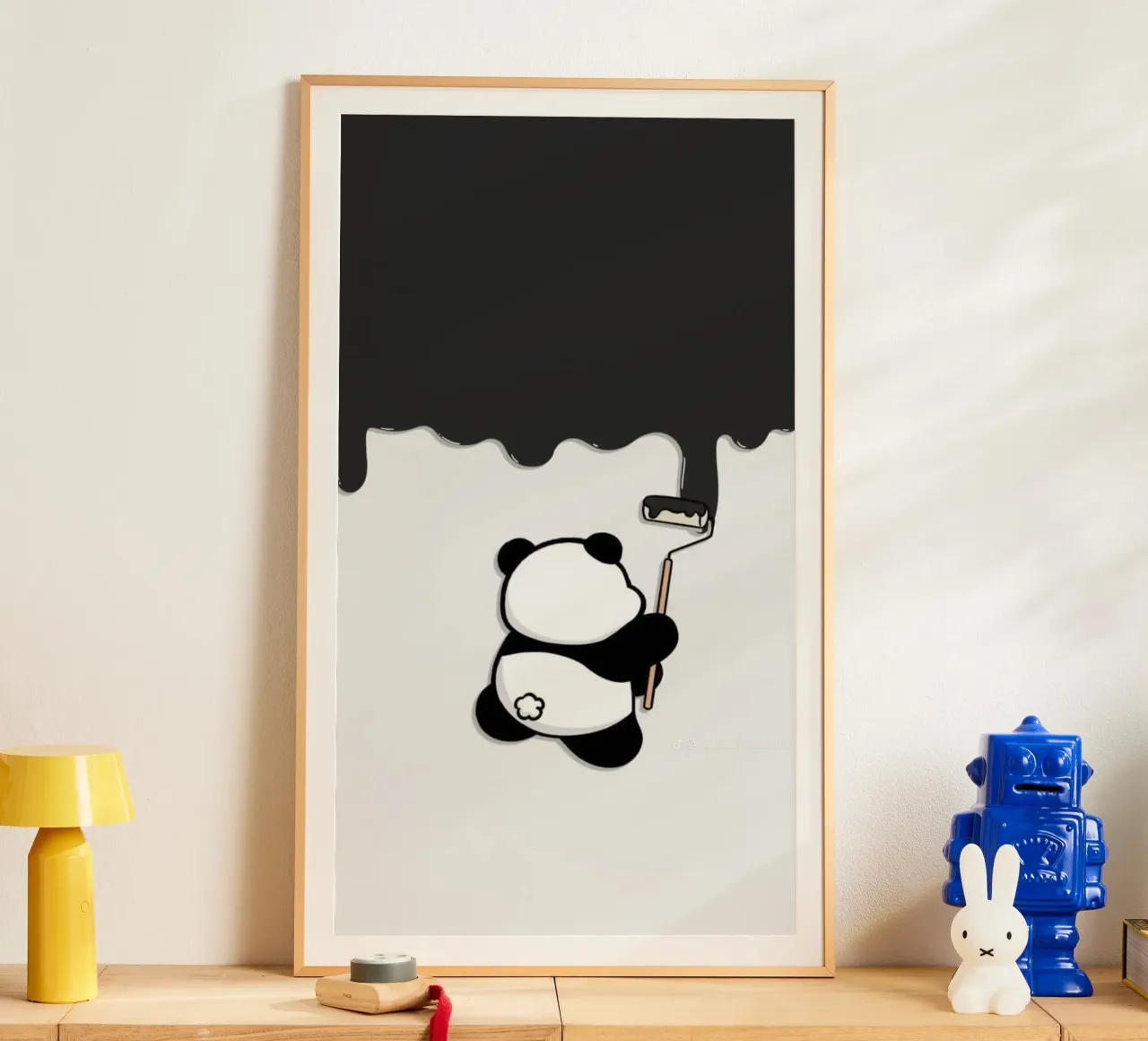 panda painting black poster da throme