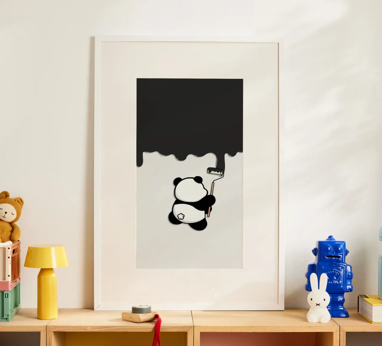 panda painting black poster da throme