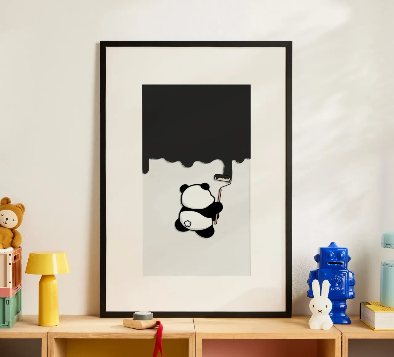 panda painting black poster da throme