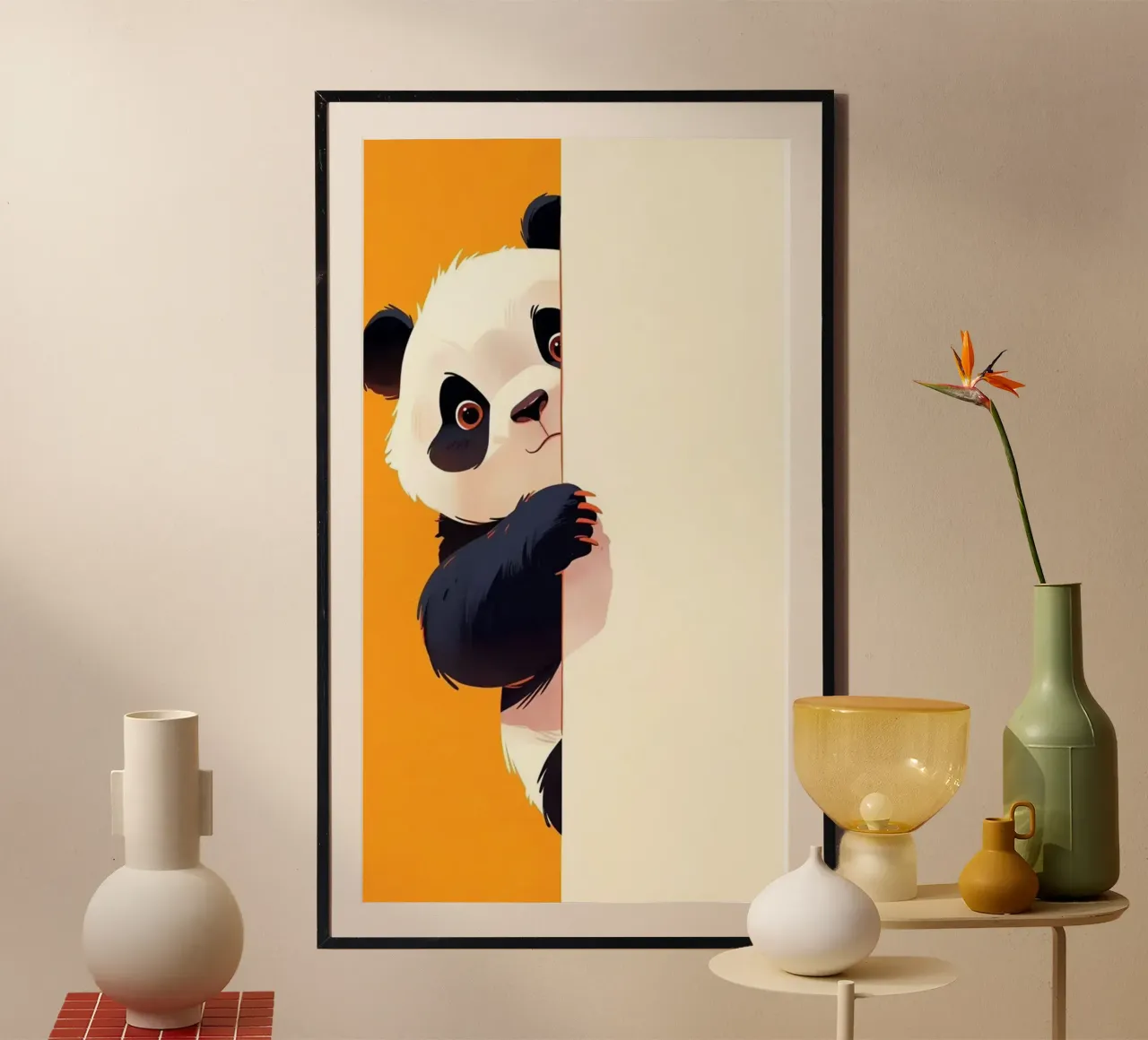 panda behind wall poster con telaio in alluminio da throme