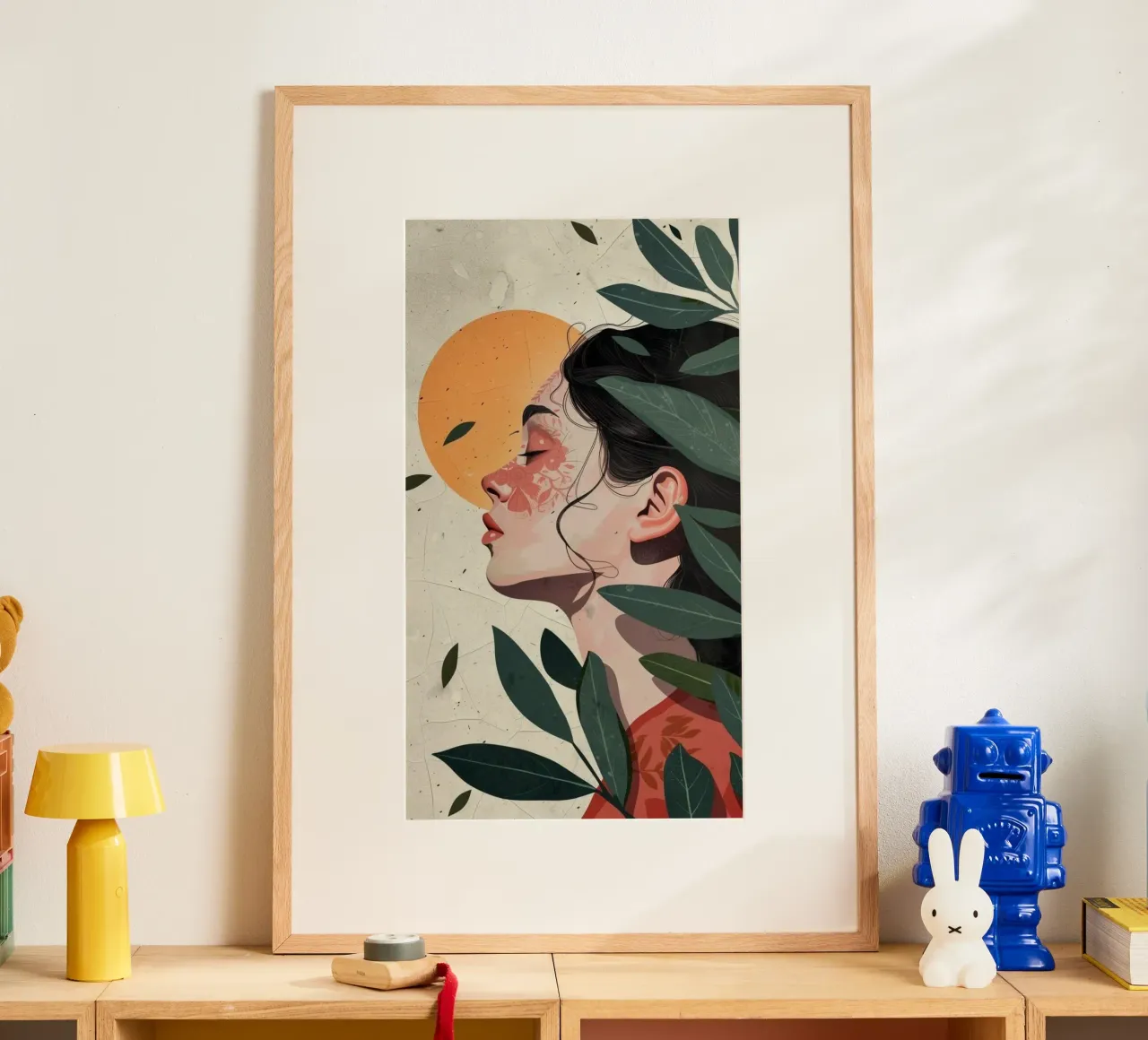 posture girl with leaf poster da throme