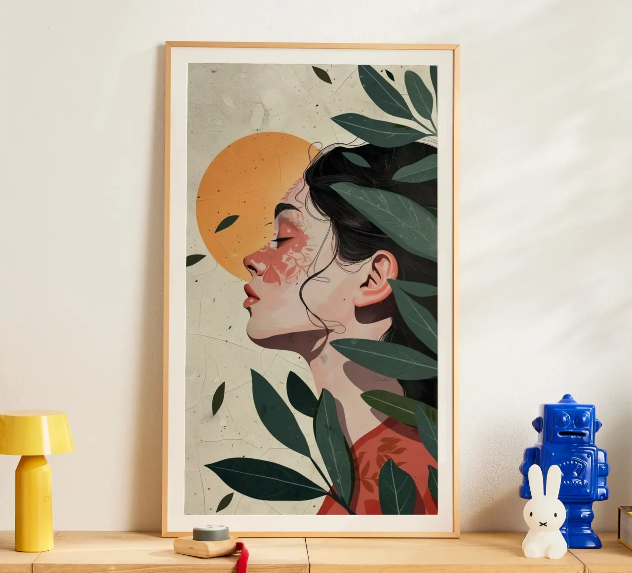 posture girl with leaf poster da throme