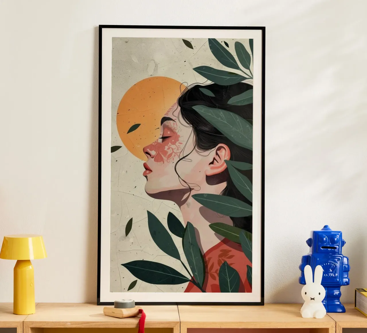 posture girl with leaf poster da throme
