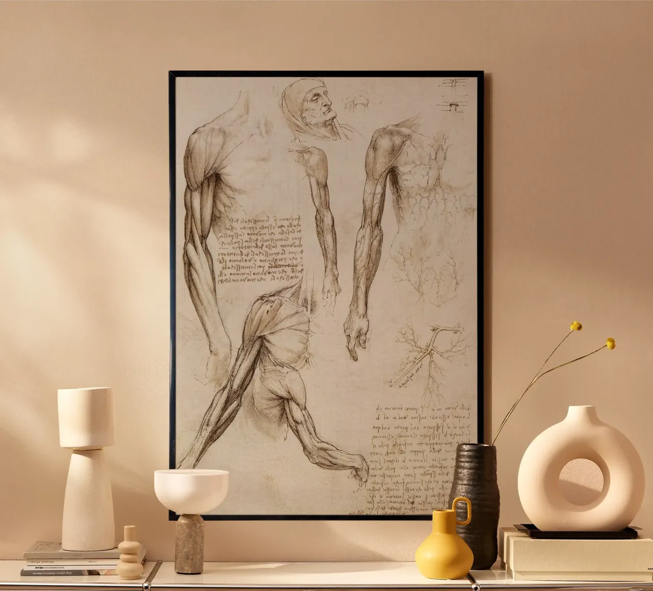 Muscoli di un uomo di Leonardo da Vinci poster con telaio in plastica da James McIntosh
