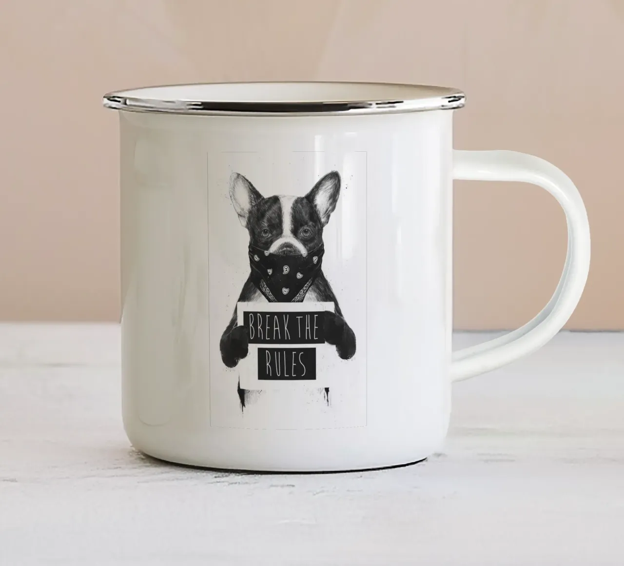 Rebel dog tazza in smalto da Balazs Solti