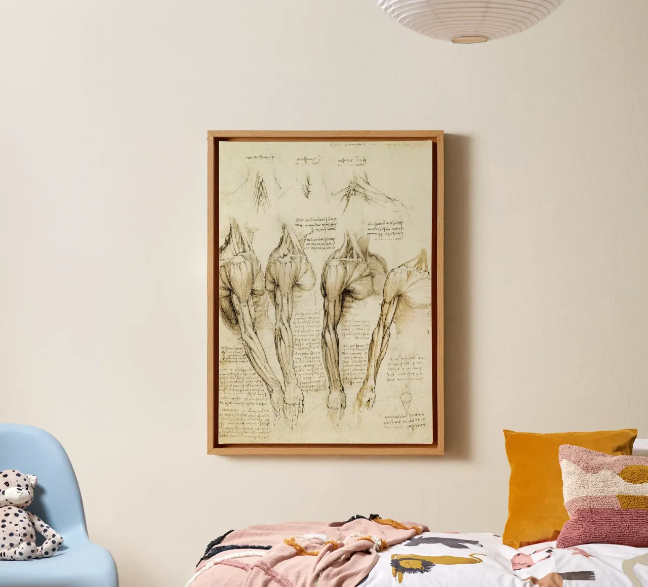 Muscles of shoulder, arm and neck by Leonardo da Vinci canvas with Floater frame by James McIntosh