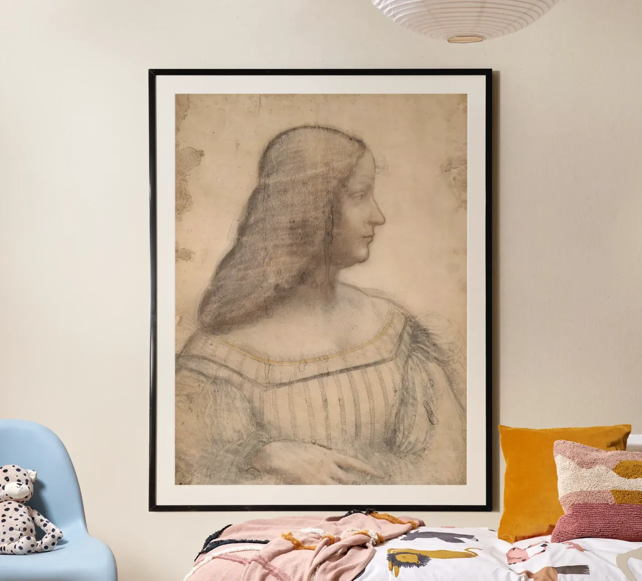 Portrait of Isabella d'Este by Leonardo da Vinci poster con telaio in plastica da James McIntosh