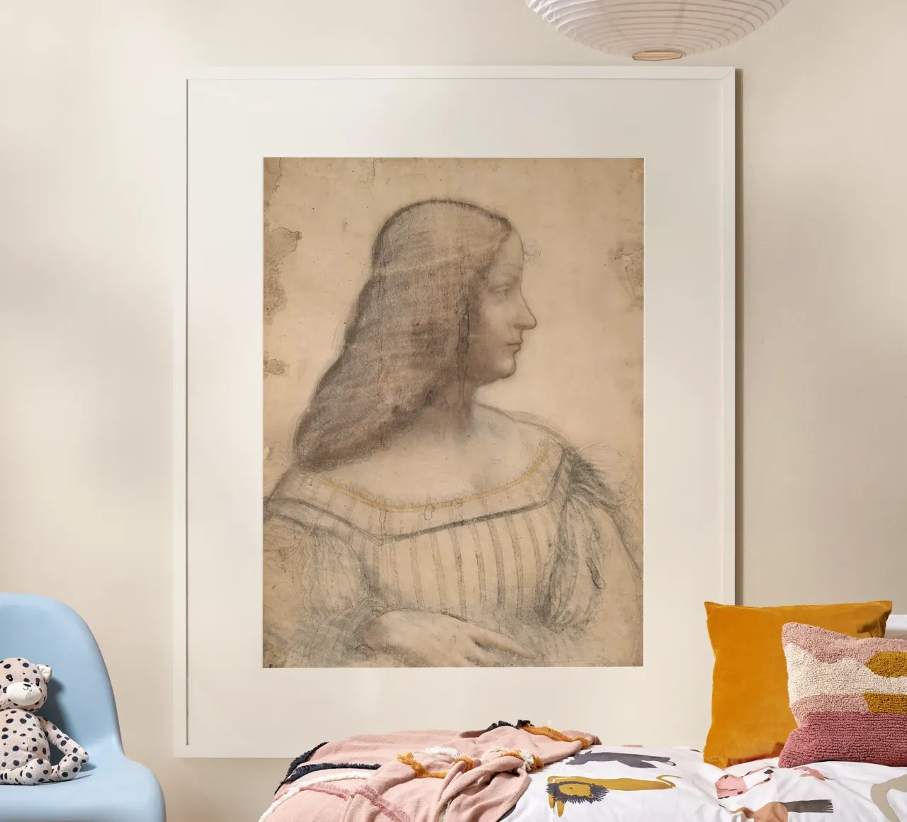 Portrait of Isabella d'Este by Leonardo da Vinci poster con telaio in plastica da James McIntosh