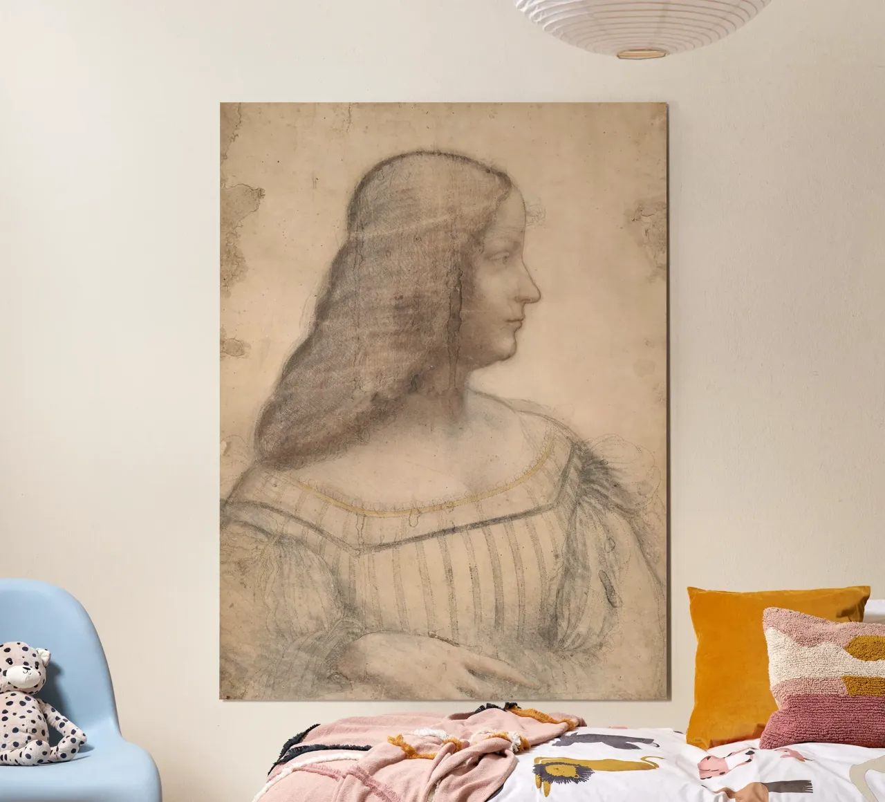 Portrait of Isabella d'Este by Leonardo da Vinci poster con telaio in plastica da James McIntosh