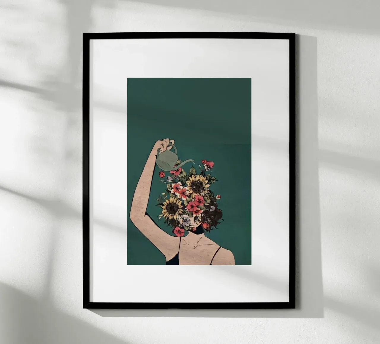 posture garden on face poster con telaio in alluminio da throme