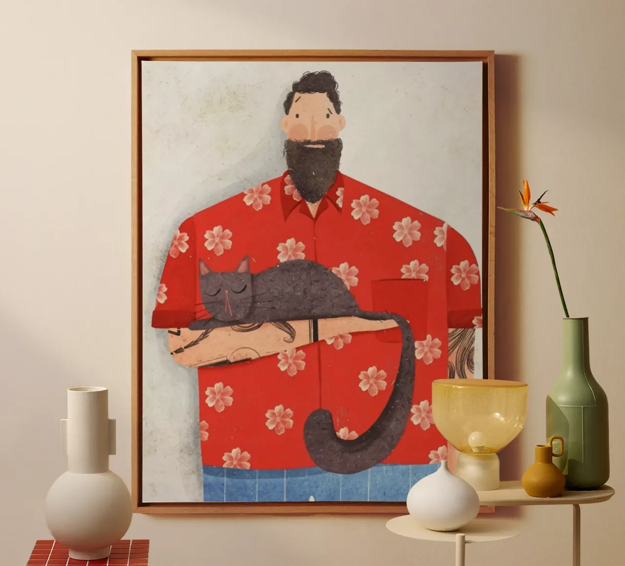 man holding cat canvas met Baklijst van chaodays