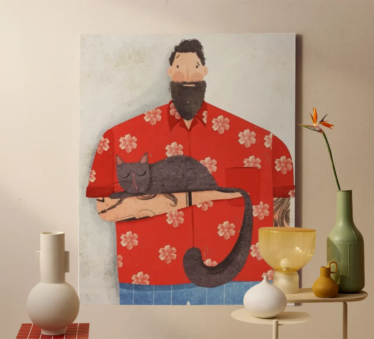 man holding cat canvas met Baklijst van chaodays