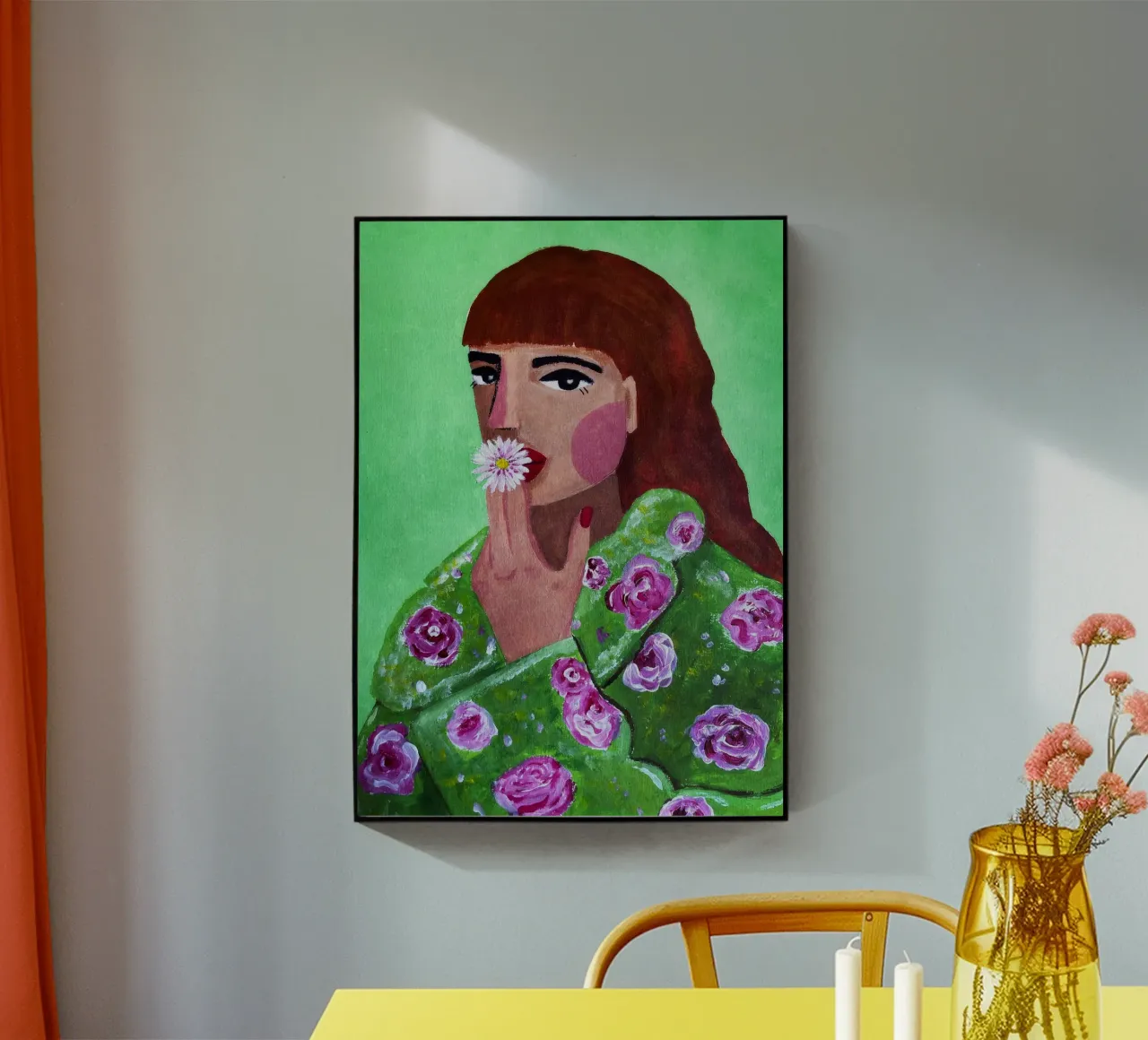 Donna che fuma un fiore plexiglass da Raissa Oltmanns