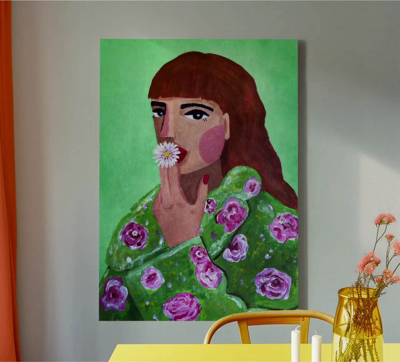 Donna che fuma un fiore tela da Raissa Oltmanns
