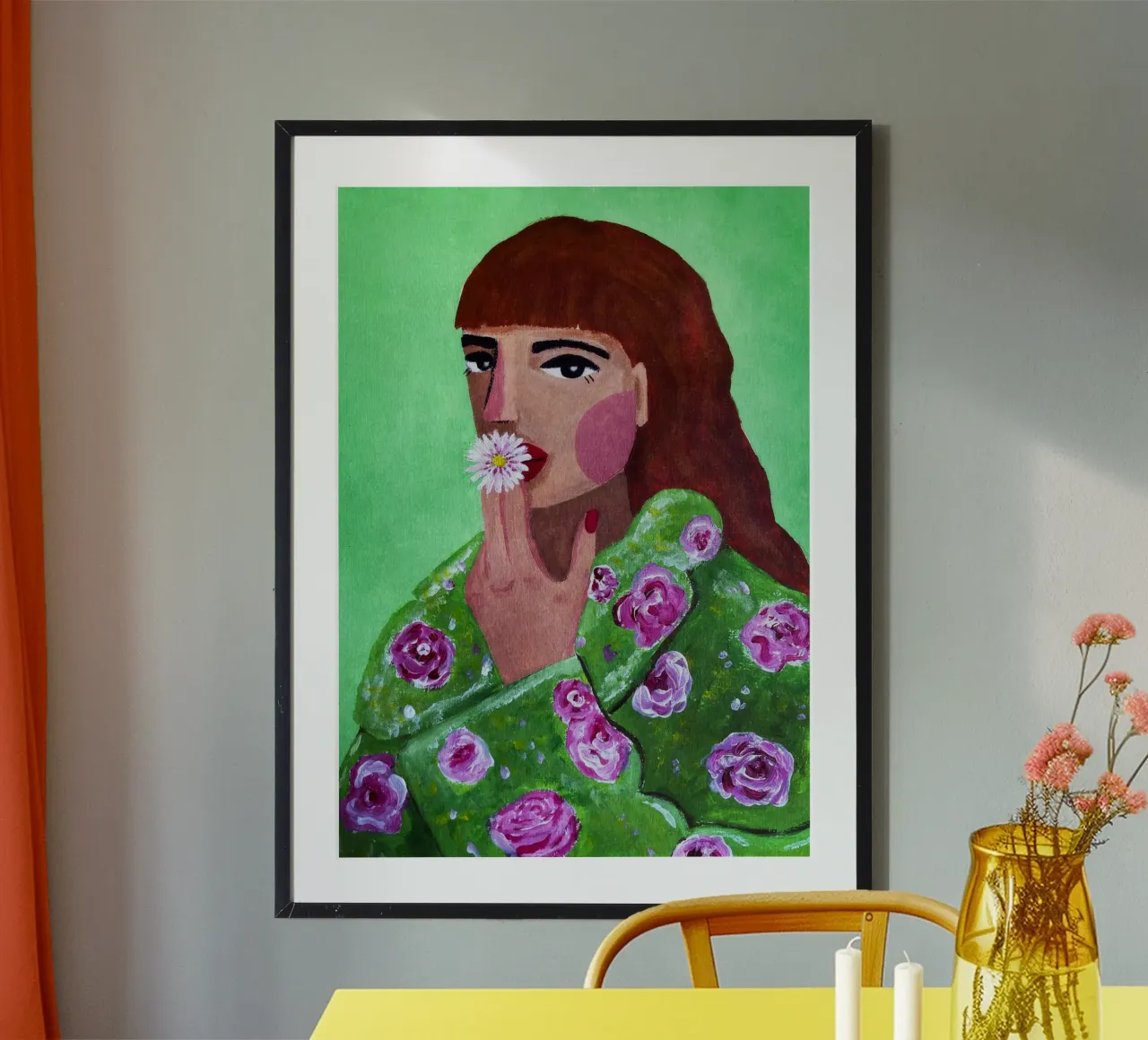 Donna che fuma un fiore carta hahnemühle da Raissa Oltmanns