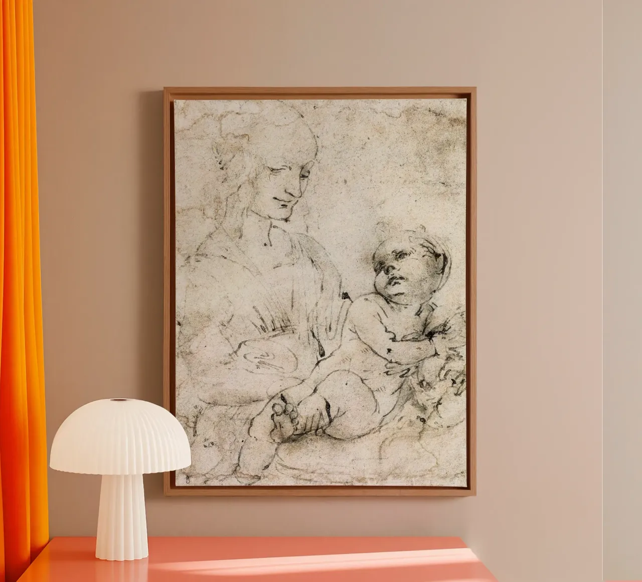Study for Madonna of the Cat by Leonardo da Vinci canvas with Floater frame by James McIntosh
