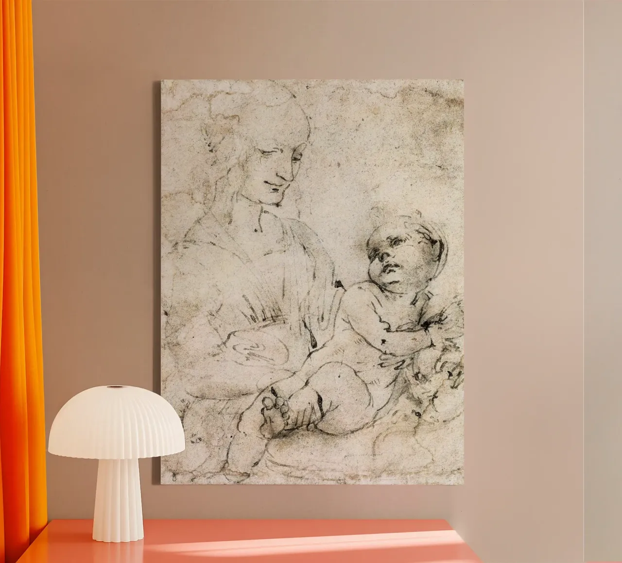 Study for Madonna of the Cat by Leonardo da Vinci canvas with Floater frame by James McIntosh