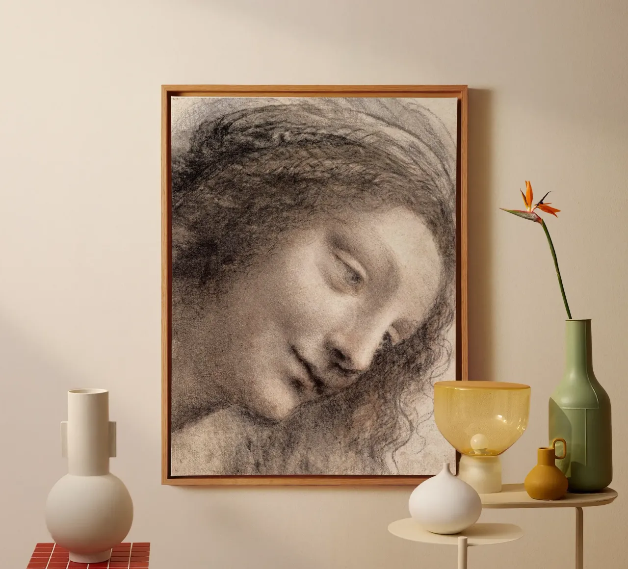 The Head of the Virgin in Three-Quarter View Facing Right canvas with Floater frame by James McIntosh