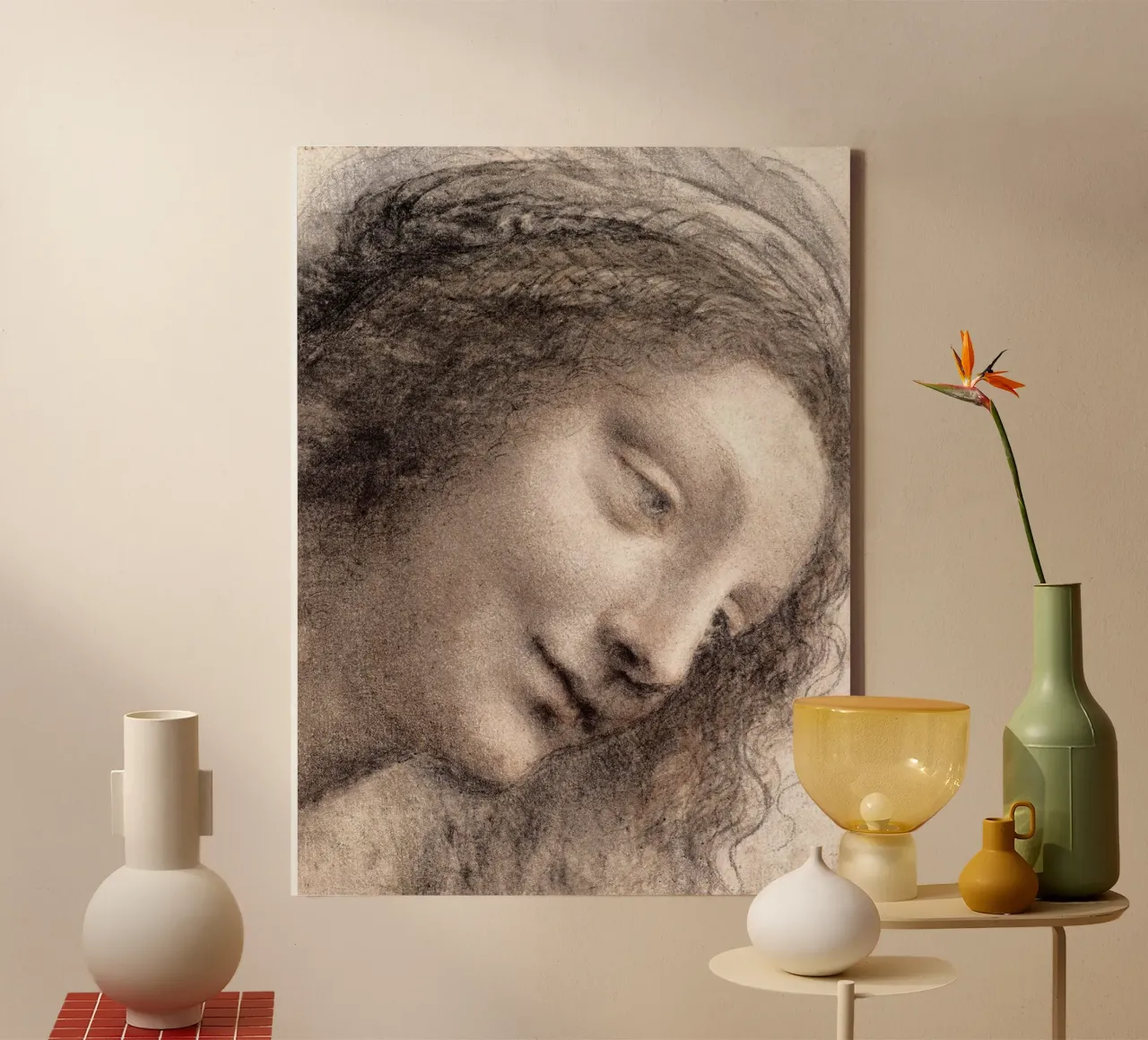 The Head of the Virgin in Three-Quarter View Facing Right canvas with Floater frame by James McIntosh