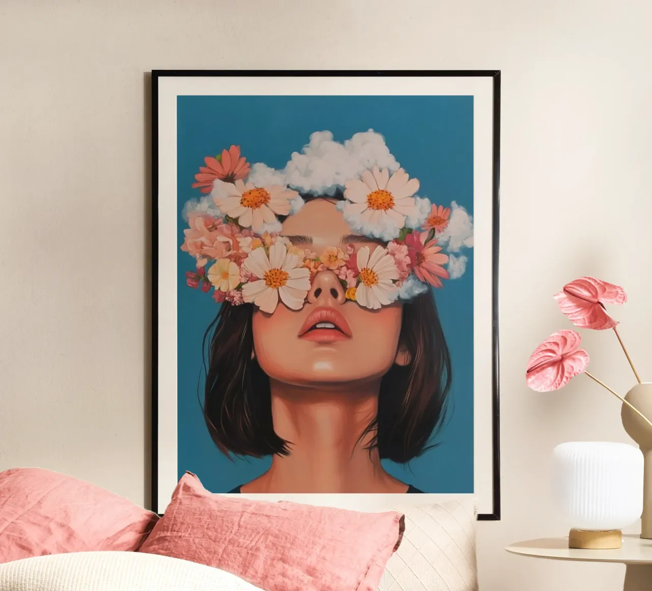 girl with flower face poster da throme