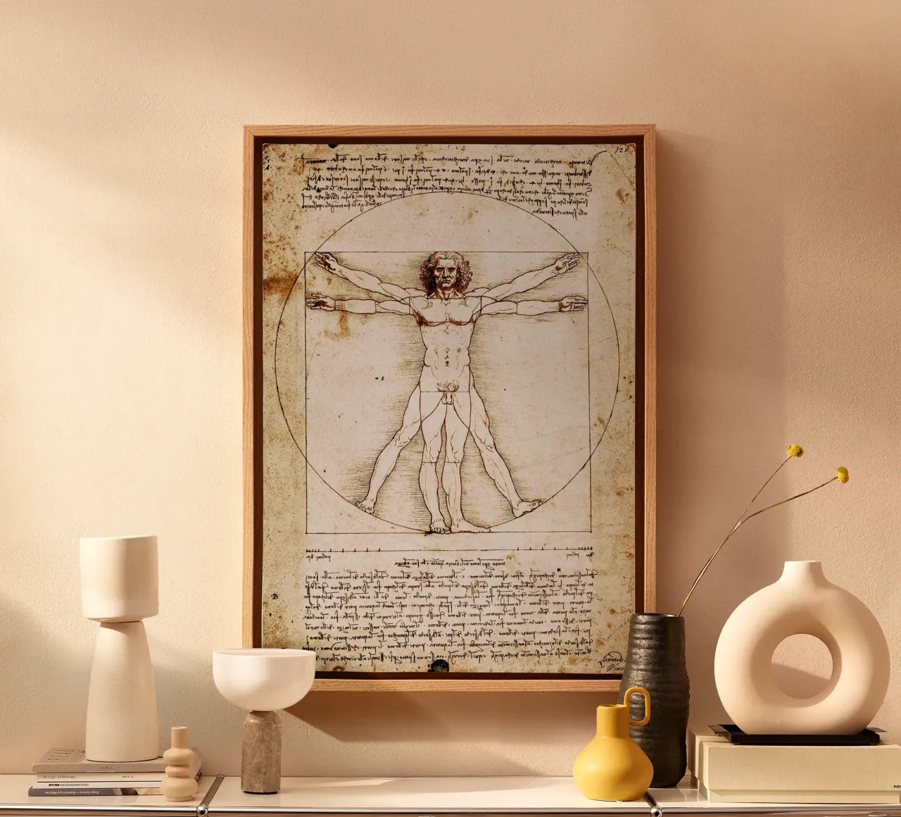 Uomo vitruviano I di Leonardo da Vinci tela con Cornice a cassetta da James McIntosh