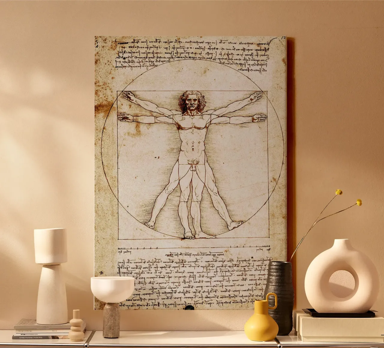 Uomo vitruviano I di Leonardo da Vinci tela con Cornice a cassetta da James McIntosh