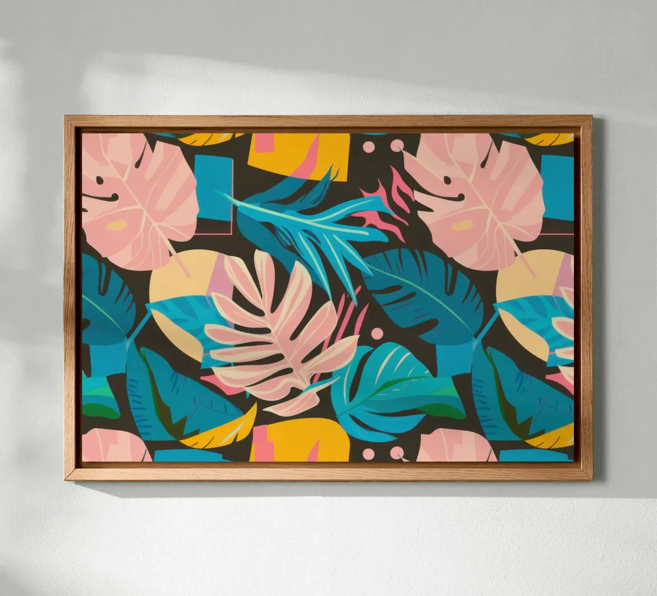 Foglie tropicali pastello tela con Cornice a cassetta da Wish Studio