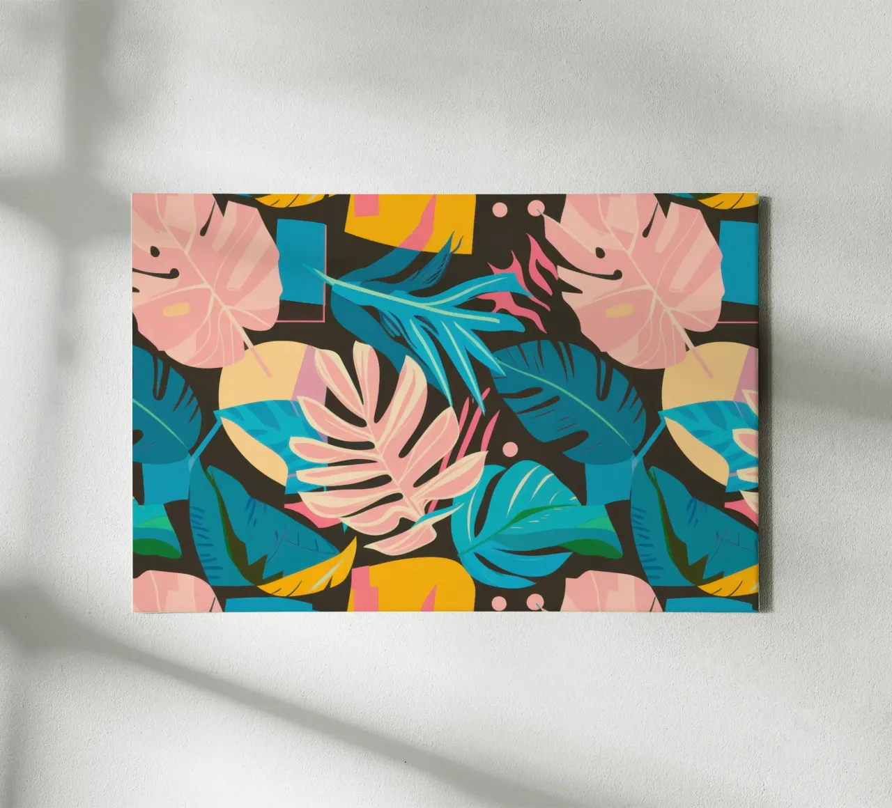 Foglie tropicali pastello tela con Cornice a cassetta da Wish Studio