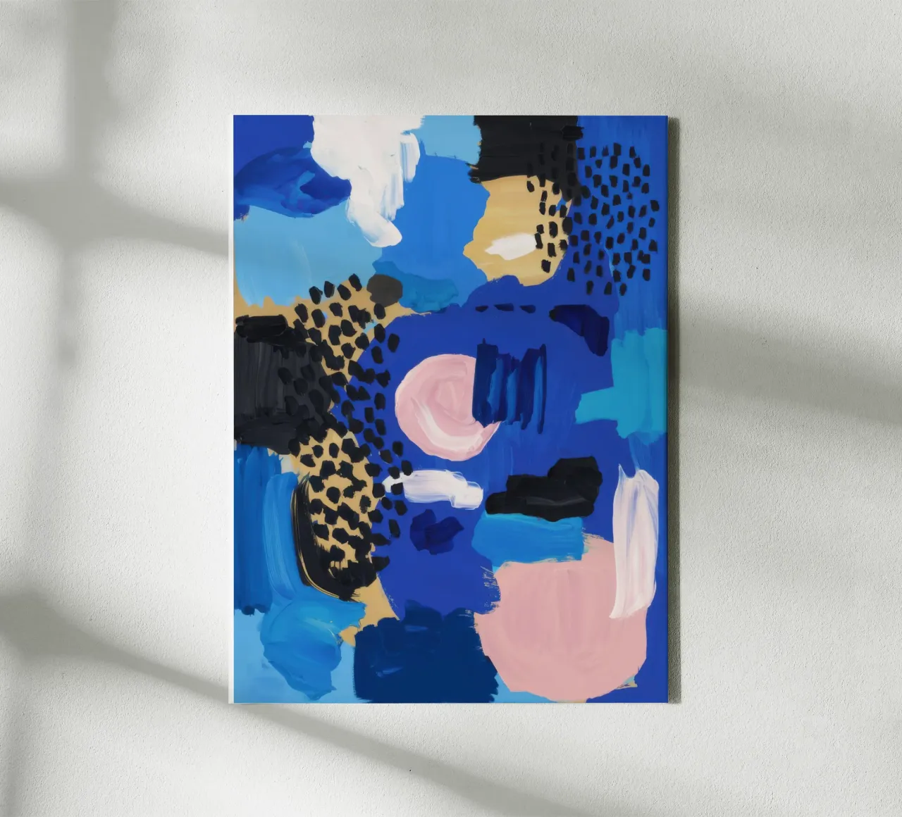 Vetblauw abstract canvas met Baklijst van Wish Studio