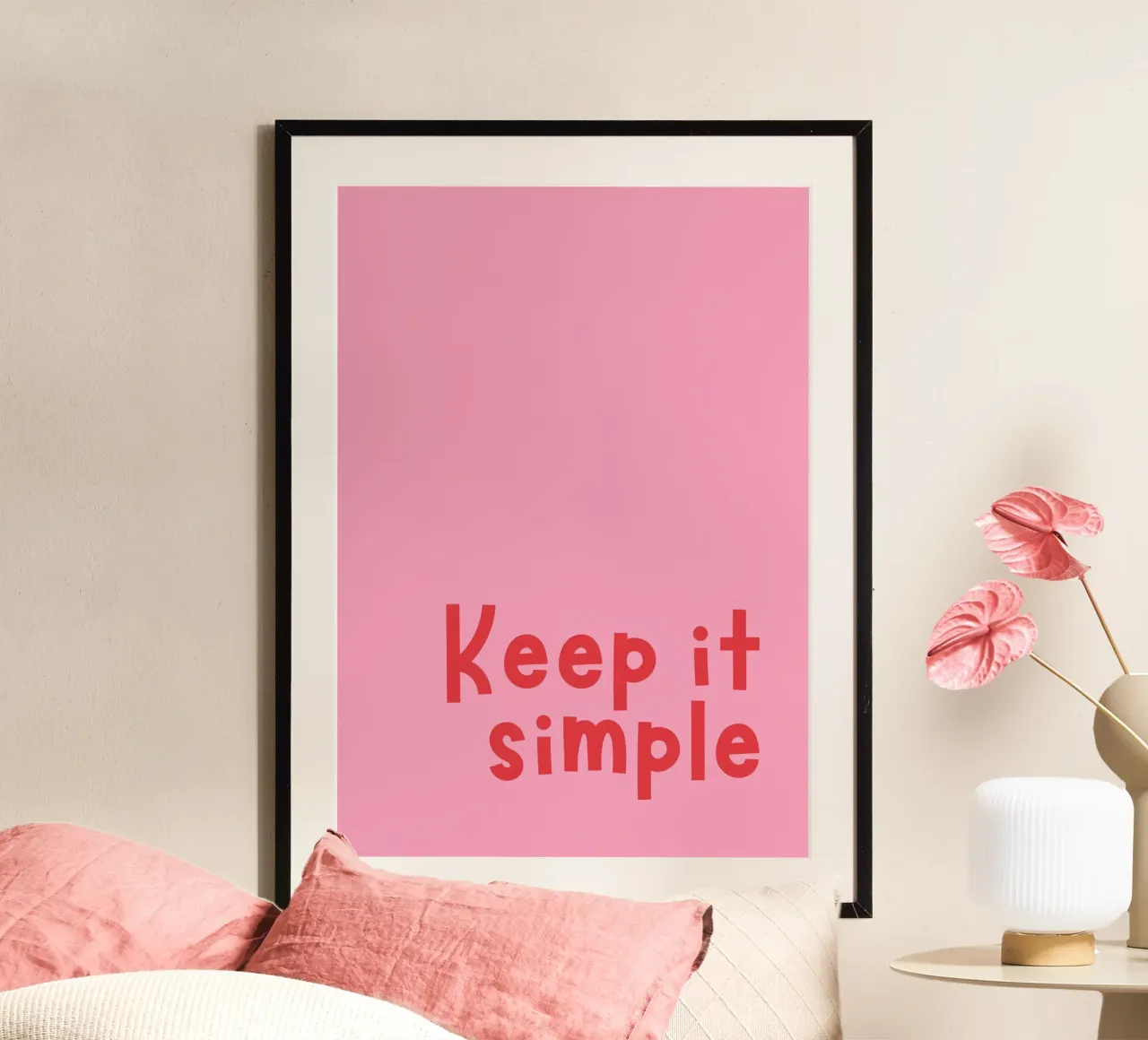 Keep it simple poster con telaio in alluminio da DigiWunderwerk