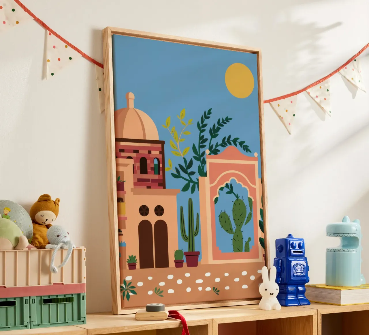 Mediterranean Courtyard Escape canvas with Floater frame by Wish Studio