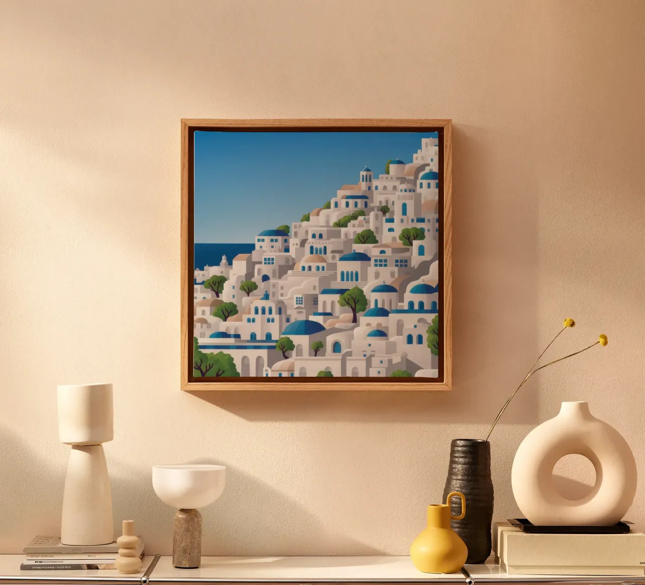 Santorini Witte Glorie canvas met Baklijst van Wish Studio
