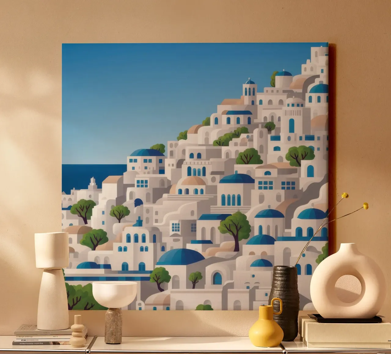 Santorini Witte Glorie canvas met Baklijst van Wish Studio