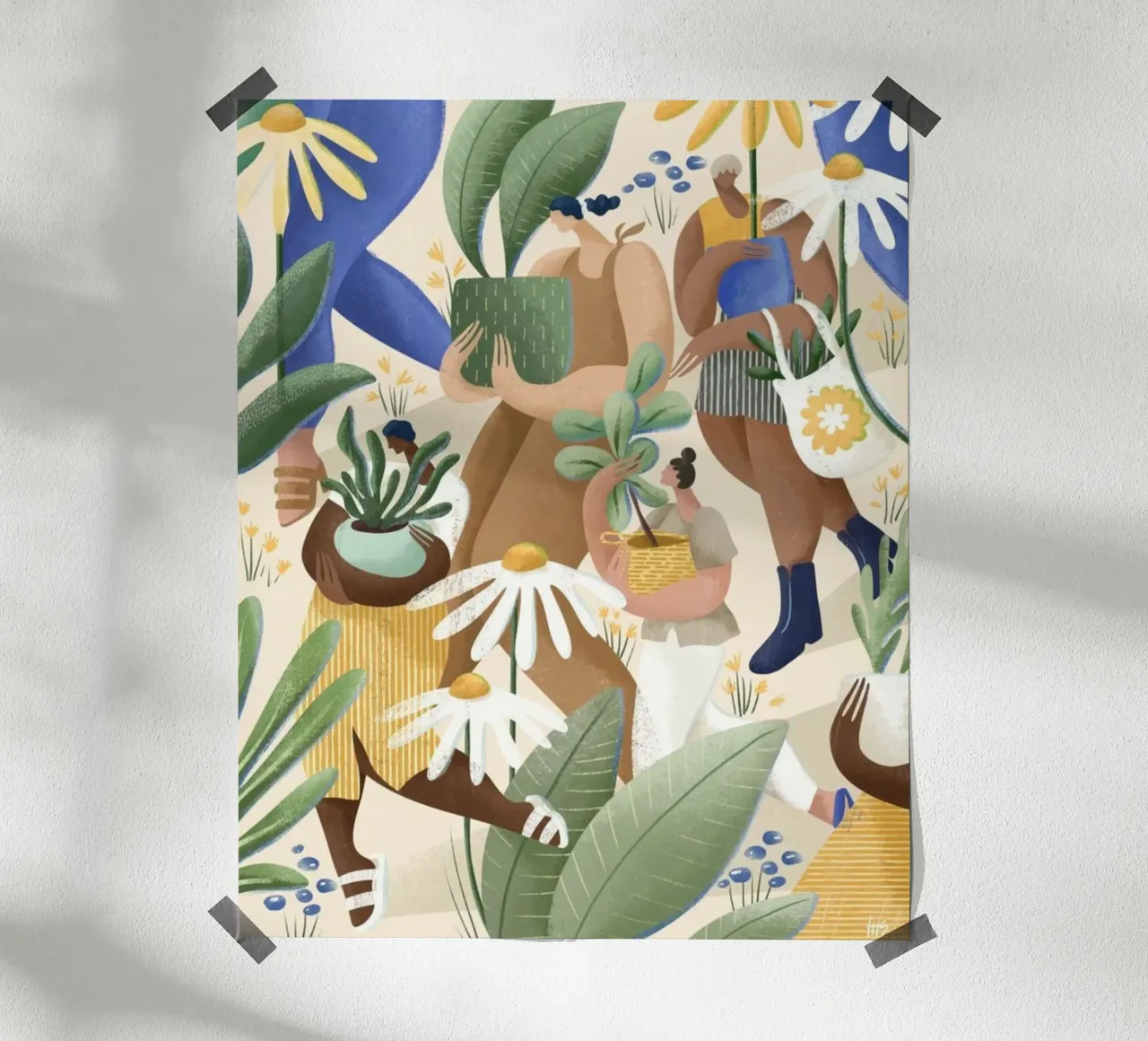 people walking in the forest poster con telaio in alluminio da firmana