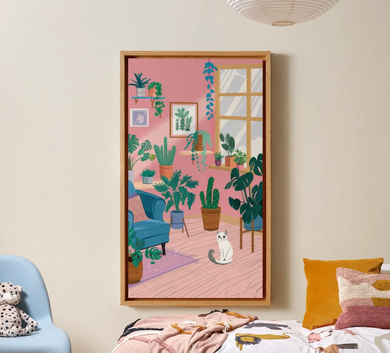 Knusse Roze Hideaway canvas met Baklijst van Wish Studio
