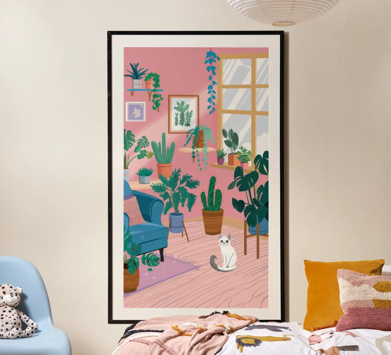 Accogliente rifugio rosa poster con telaio in legno da Wish Studio