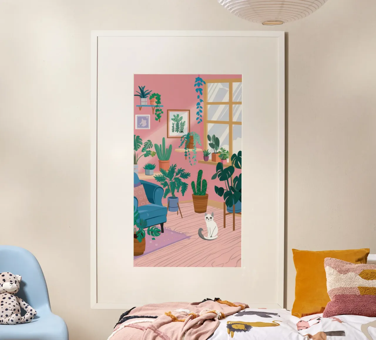 Accogliente rifugio rosa poster con telaio in legno da Wish Studio